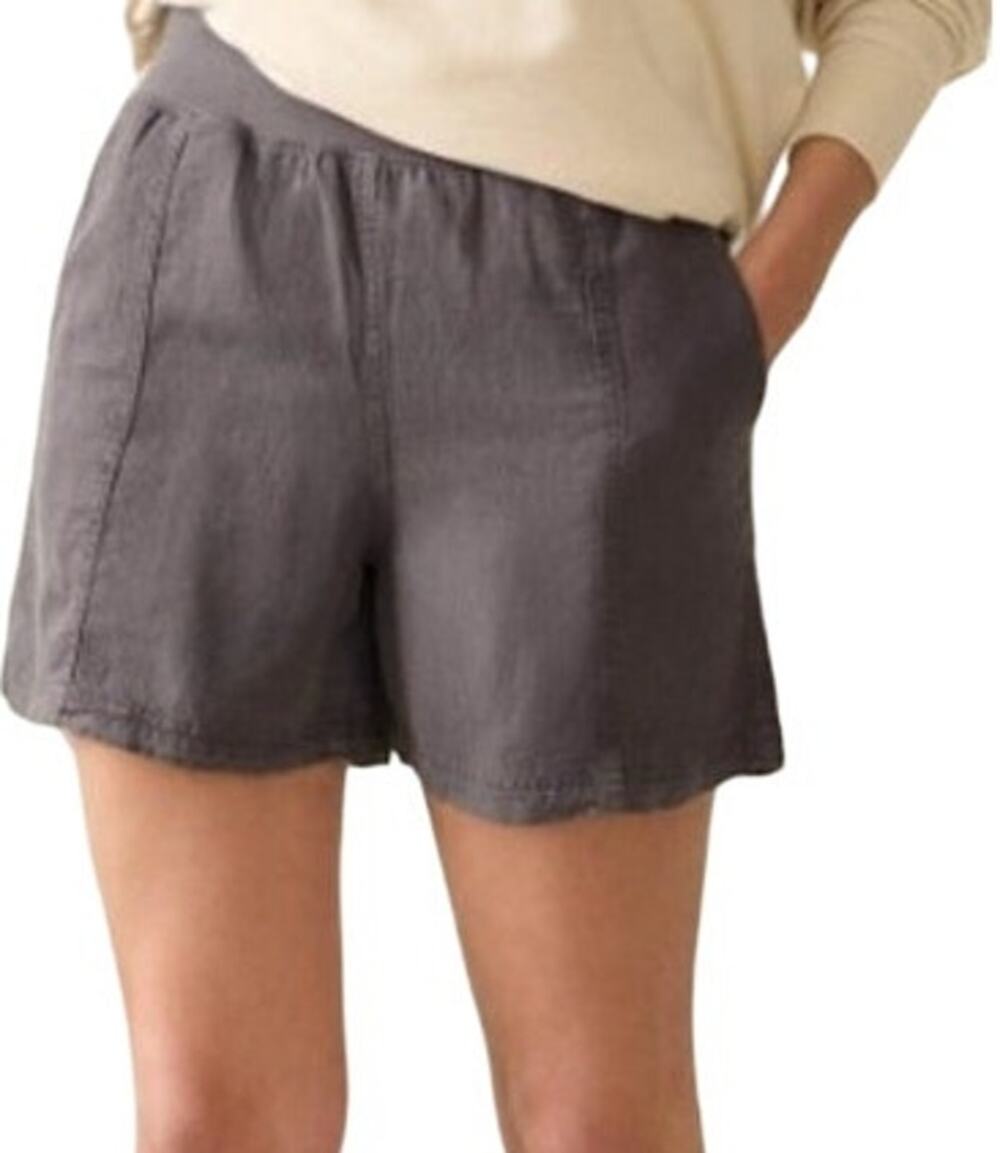 Faherty Arlie Linen Pull On Elastic Knit Waistband Comfort Shorts Faded Black S